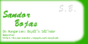 sandor bojas business card